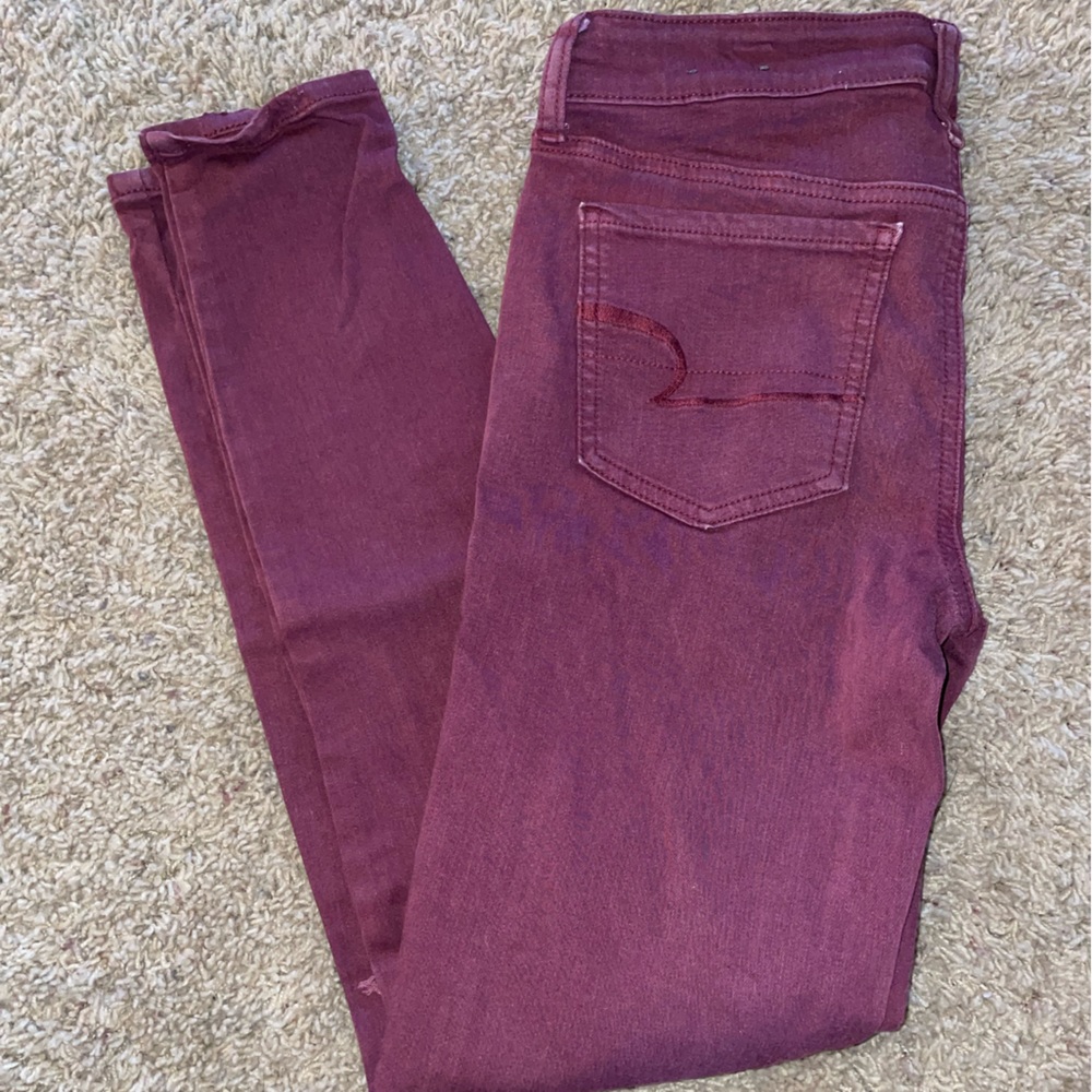 American Eagle Super Stretch Maroon Jeggings